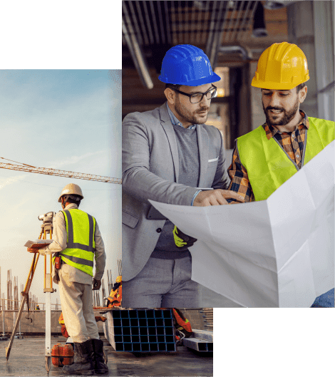 equipes de engenheiros acompanhando a obra
